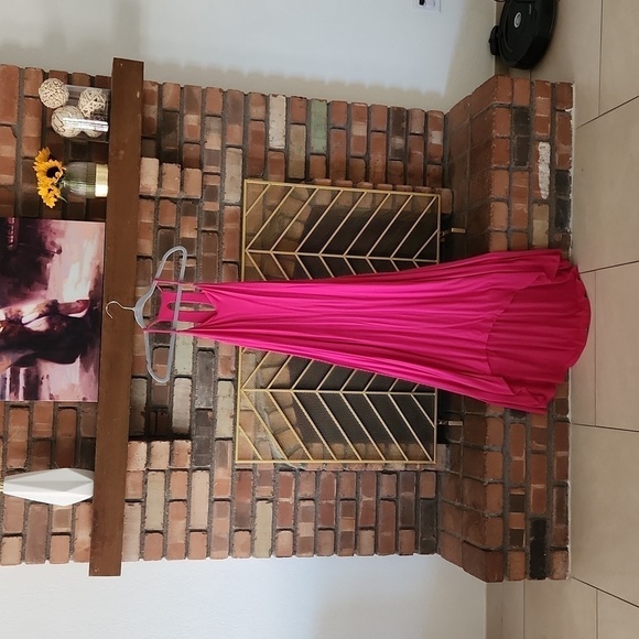 TABITHA Webb Womens Maxi Dress. Size Small Hot Pink High Low Spaghetti Strap - Picture 4 of 12